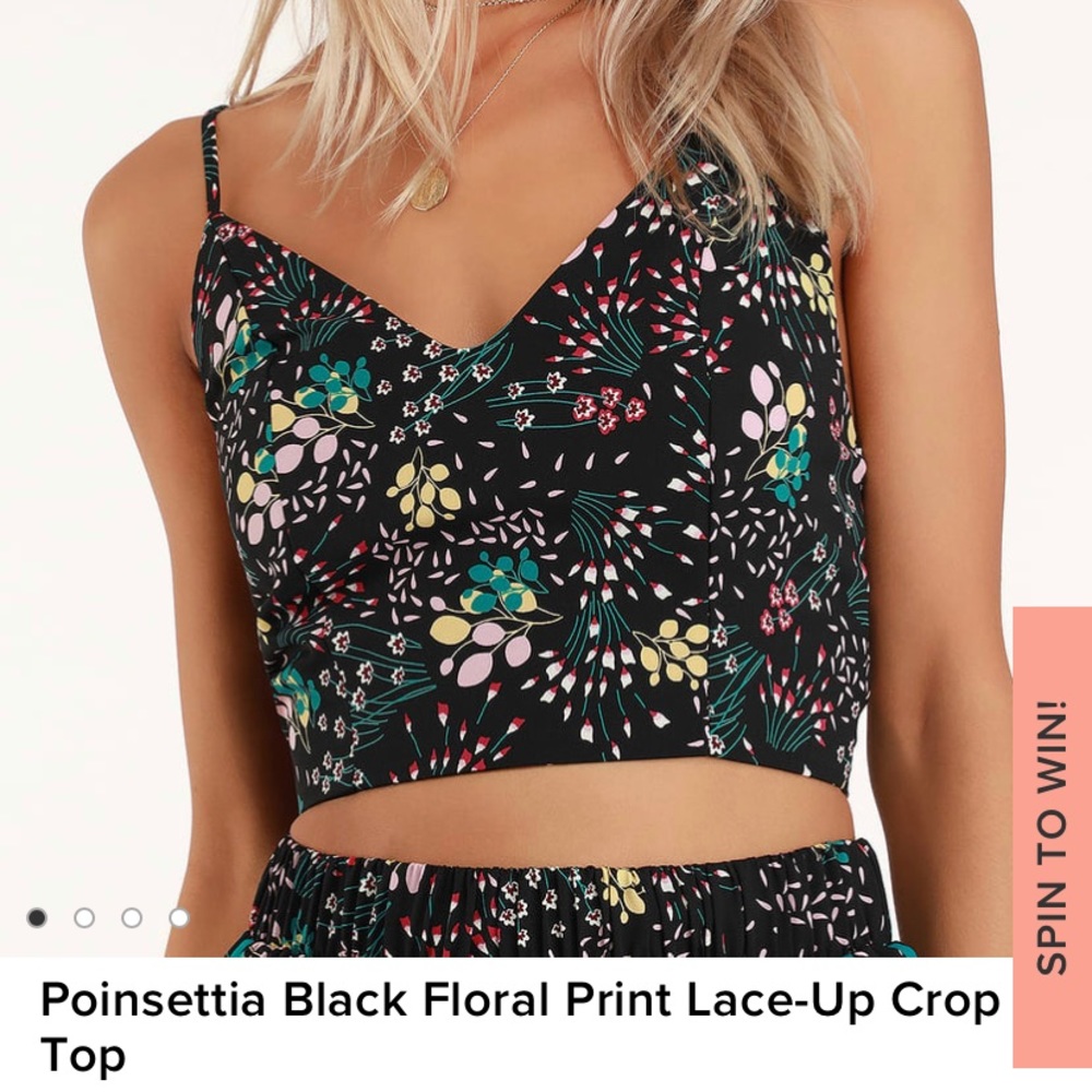 Lulus NWOT poinsetta black floral top